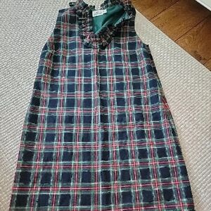 Blue and Red Plaid Sleeveless V-Neck Sheath Dress